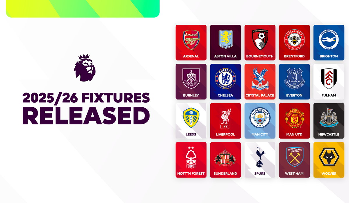 2025 TO 2026 PREMIER LEAGUE FIXTURES TIMETABLE ENGLAND visual data 2