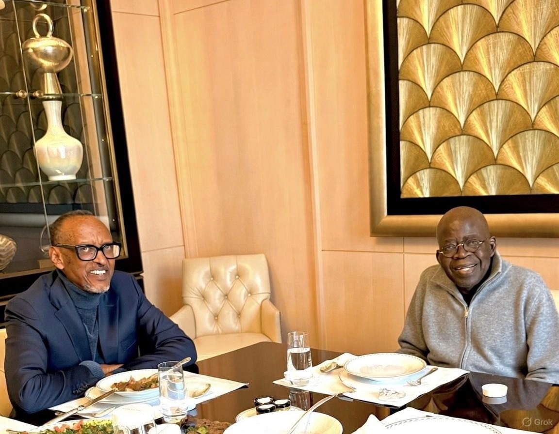 Tinubu holds private lunch with Rwandan president in France